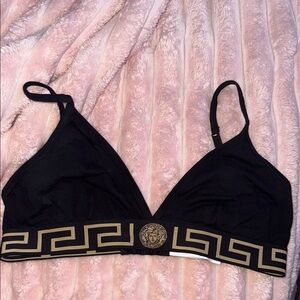 Versace Black and Gold Medusa Bralette